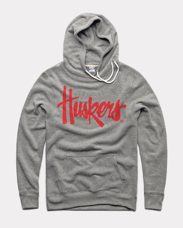 Independent design Nebraska Huskers Script Vintage Grey Hoodie