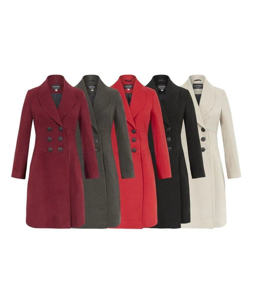 Free and comfortable De La Creme - Womens Slim Fit Double Breasted Roll Collared Coat