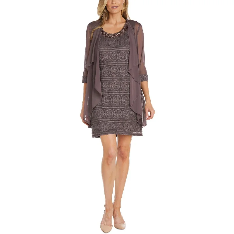 Classic style R&M Richards Womens Open Front Lace Trim Duster Blazer