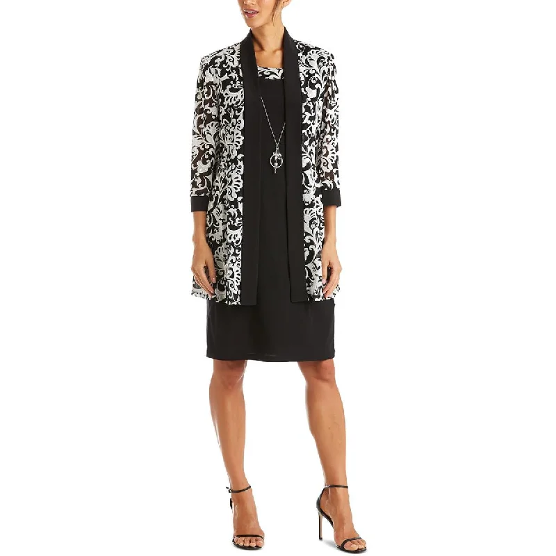 Comfortable And Simple R&M Richards Womens Petites Mesh Printed Duster Blazer