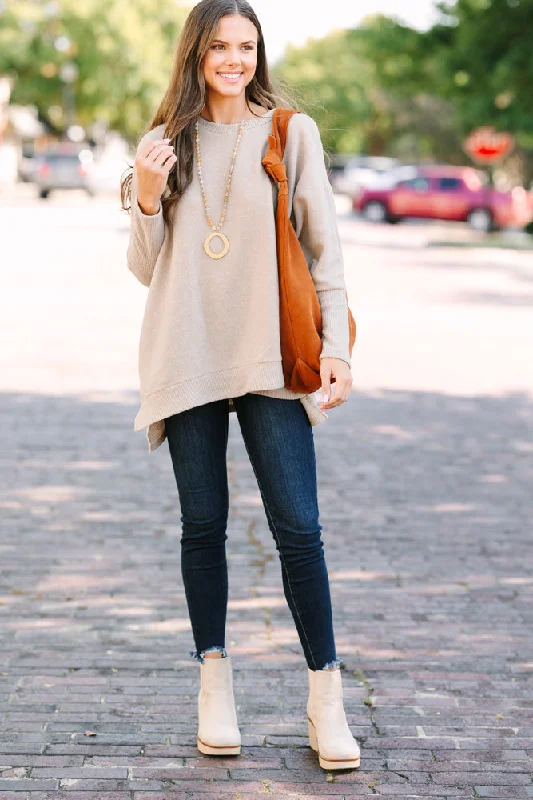Fashionable and versatile Always Fun Taupe Brown Tunic