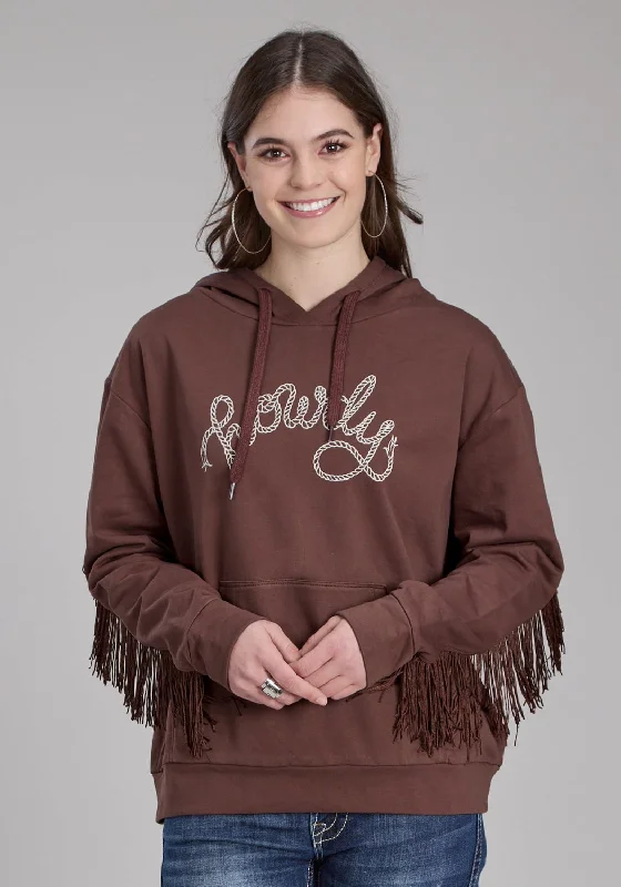 Advanced Customization Roper Womens Howdy Fringe Brown 100% Cotton Hoodie