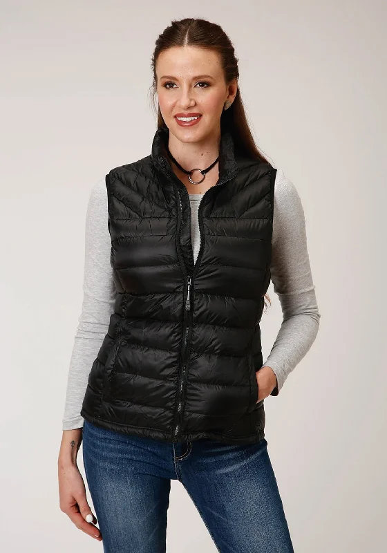 Elegant And Elegant Roper Womens Parachute Down Fill Black 100% Nylon Softshell Vest