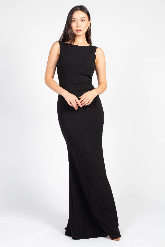 Retro Woolen Jacket Posh Open Bow Back Mermaid Gown
