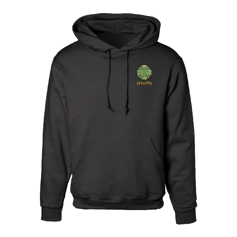 Creative Style Celtic Cross Embroidered Personalized Hoodie- Black