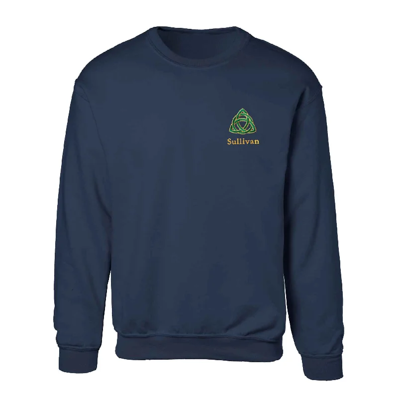Printed pattern Celtic Trinity Knot Embroidered Personalized Sweatshirt- Navy