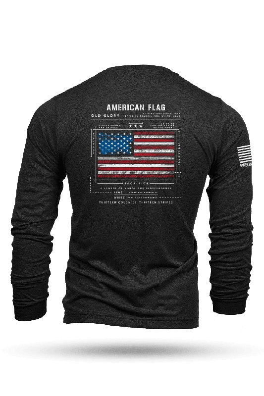 Retro Lace Fabric American Flag Schematic - Long Sleeve T-Shirt