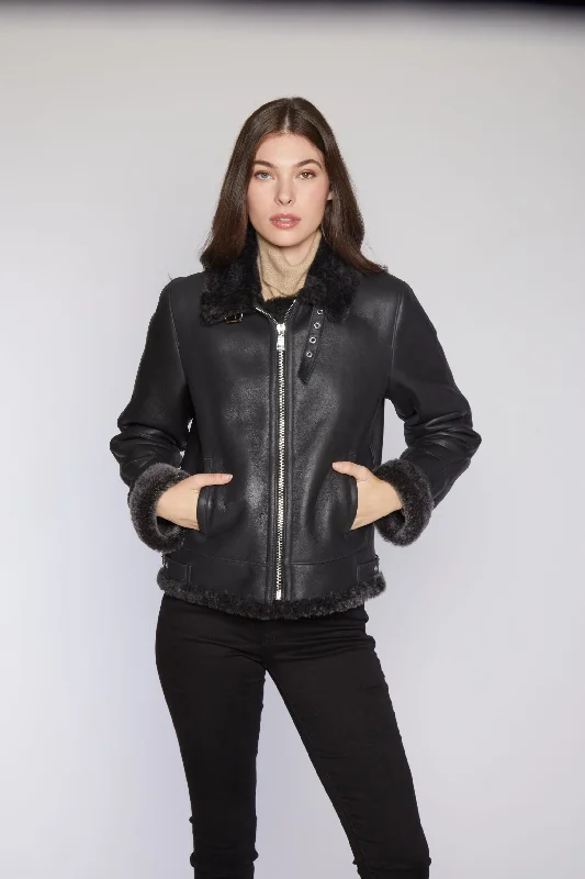 High waist design #370 Genuine Shearling Flight Jacket  SPECIAL  $500.00