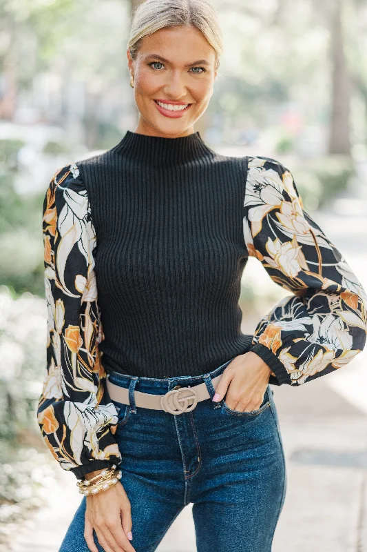 Advanced Customization More Than Love Black Floral Blouse