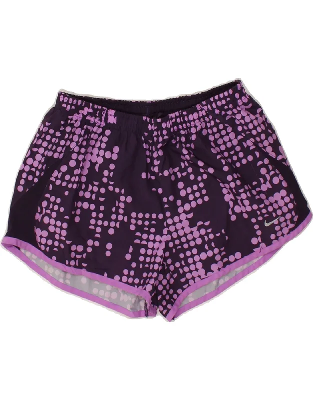 Sports Tights NIKE Womens Sport Shorts UK 12 Medium  Purple Polka Dot