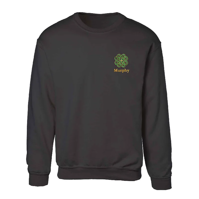 Comfortable and simple Celtic Clover Knot Embroidered Personalized Sweatshirt- Black