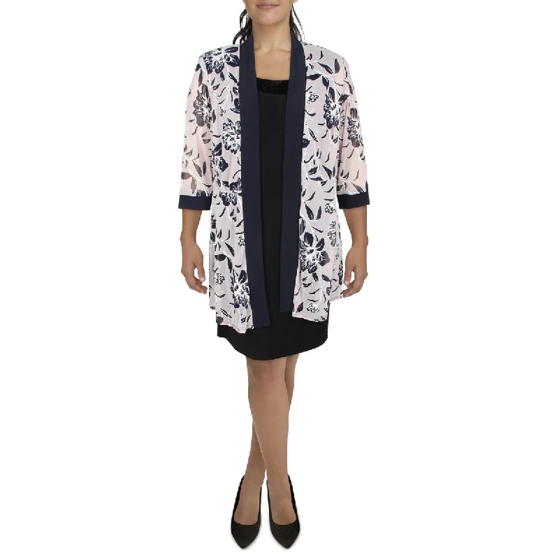 High-end atmosphere R&M Richards Womens Plus Mesh Sheer Duster Blazer
