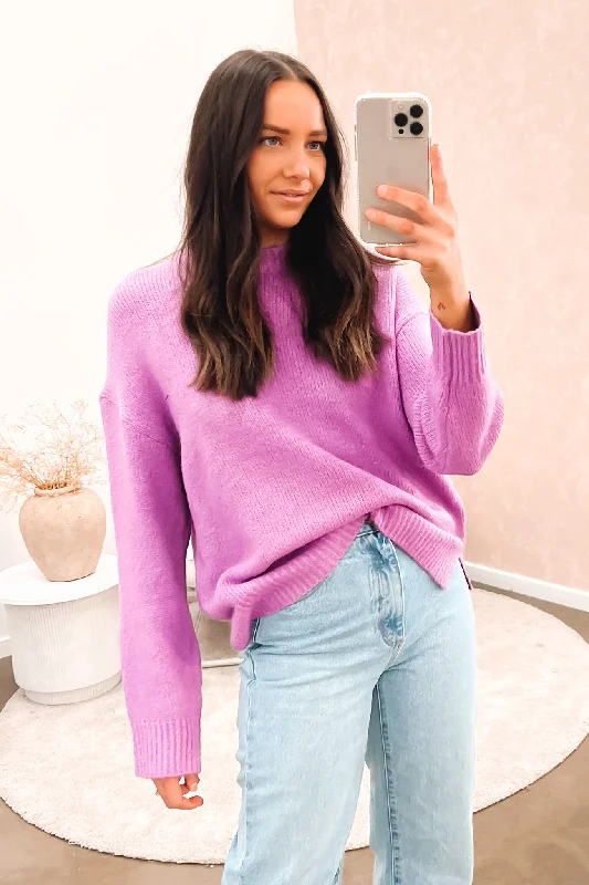 Street Vertical And Horizontal Design Ellie Knit Jumper Plum
