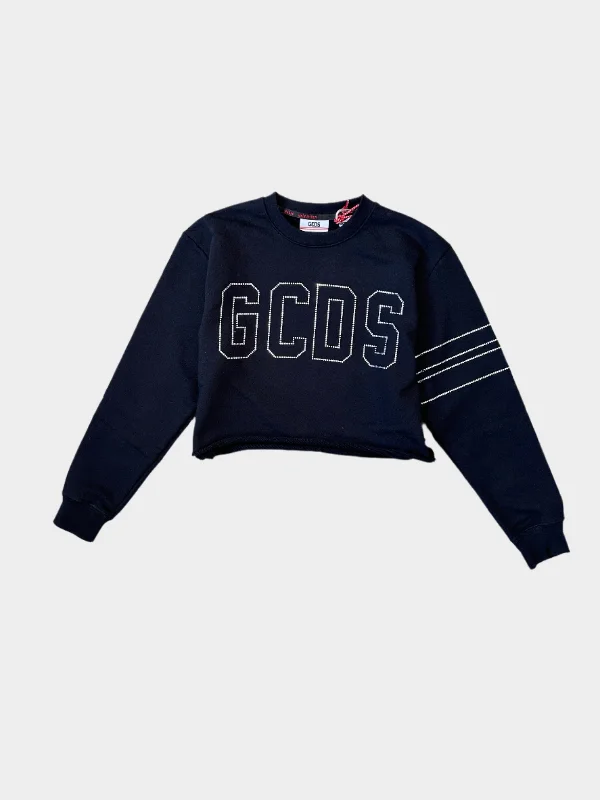 Amazing design Crop Rhinestones Sweatshirt