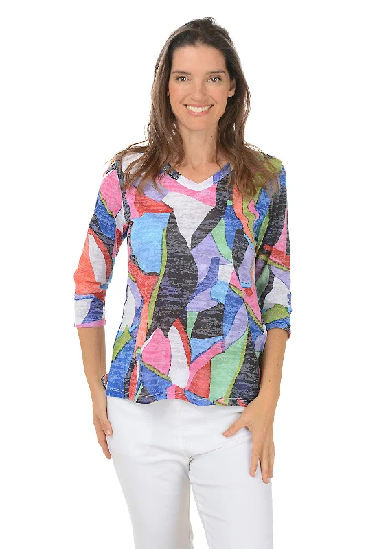 Extra long version Jubilee V-Neck Burnout Knit Top