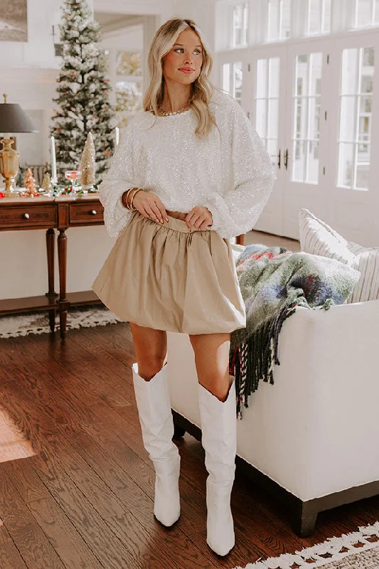 Trendy Traveler The Sofia High Waist Faux Leather Skirt in Beige