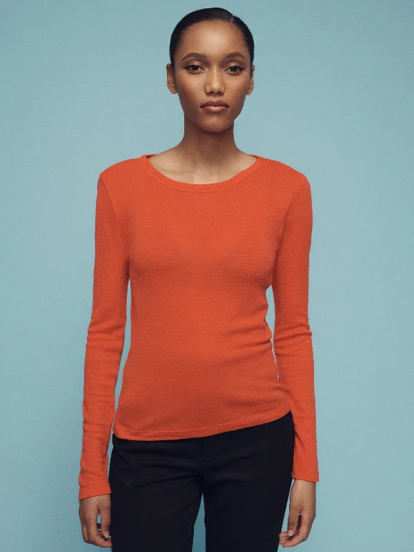 High waist design Long Sleeve Wool Perfect Tee Ski Orange