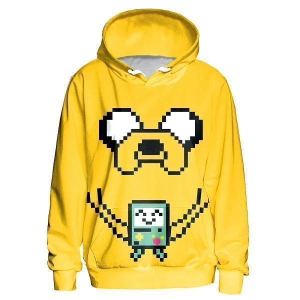 Street Vertical And Horizontal Design Adventure Time Hoodie 3D Hoodie UNISEX Yellow