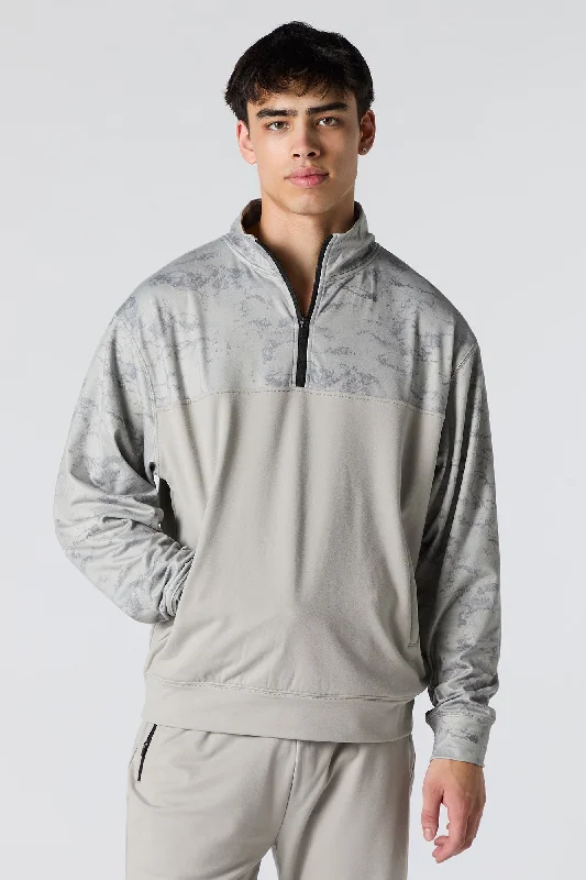 Multi-functional style Active Acid Wash Quarter Zip Sweatshirt