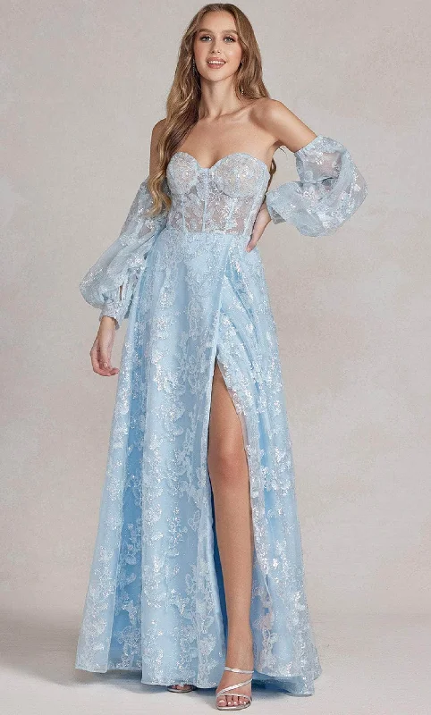 Low-key Luxury Nox Anabel K1155 - Strapless Detachable Sleeves Prom Dress