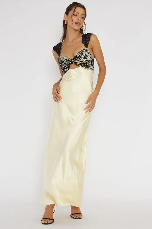 Classic style Claribel Lace Bust Maxi Dress Lemon