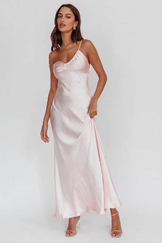 Street Style Twilight Tango One-Shoulder Maxi Dress Blush