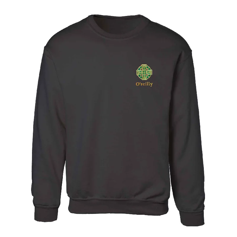Moisture wicking Celtic Cross Embroidered Personalized Sweatshirt- Black