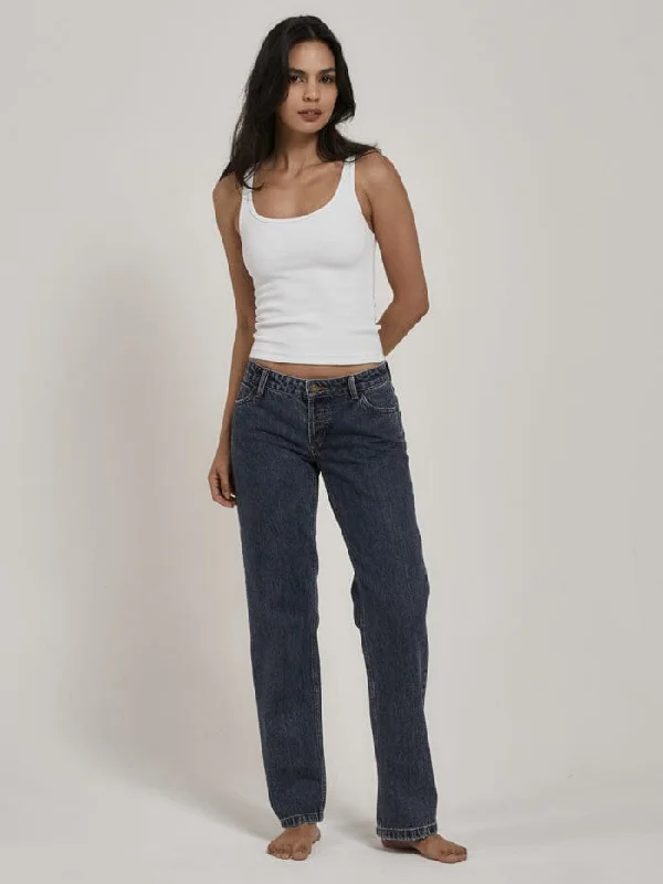 Retro Woolen Jacket Saskia Low Straight Jean - Worn In Blue