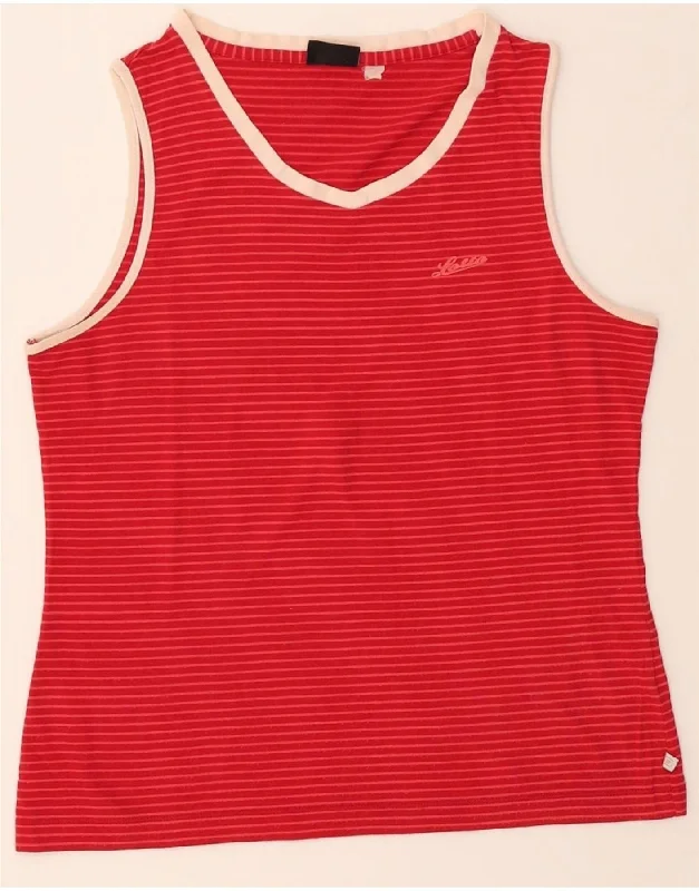 Literary Style LOTTO Womens Vest Top UK 16 Large Red Striped Cotton