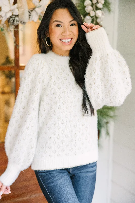 Unique prints Doing What You Love Cream White Sweater