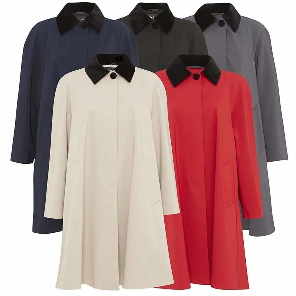 Street Show-off Style Oversized Velvet Trim Lightweight Swing Coat (8026-SP)
