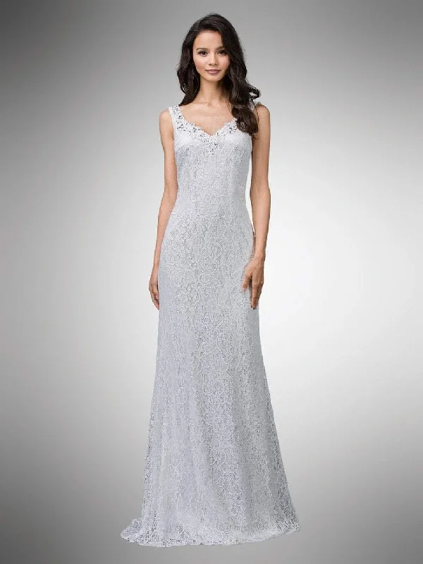 Street Graffiti Design Dancing Queen Bridal - 9981 Bedazzled Lace V-neck Sheath Dress
