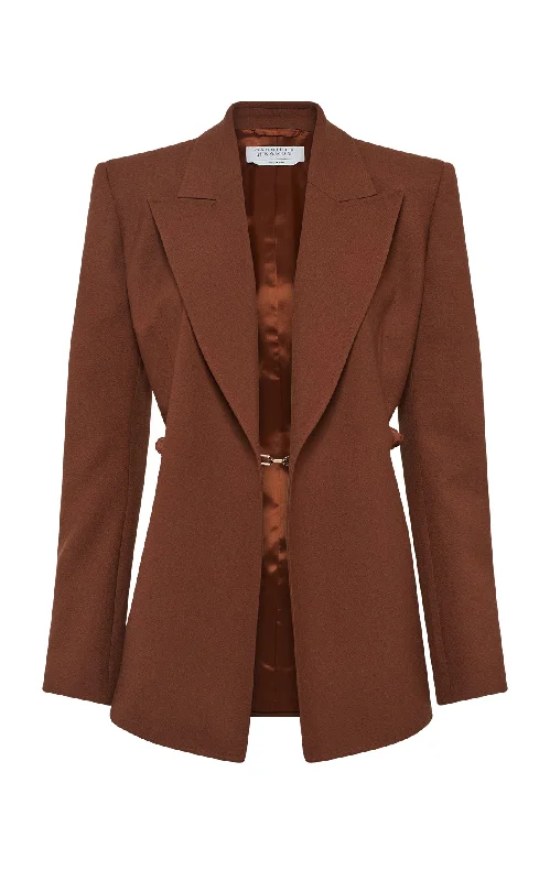 Classic Retro Epona Chain Blazer in Cognac Recycled Virgin Wool