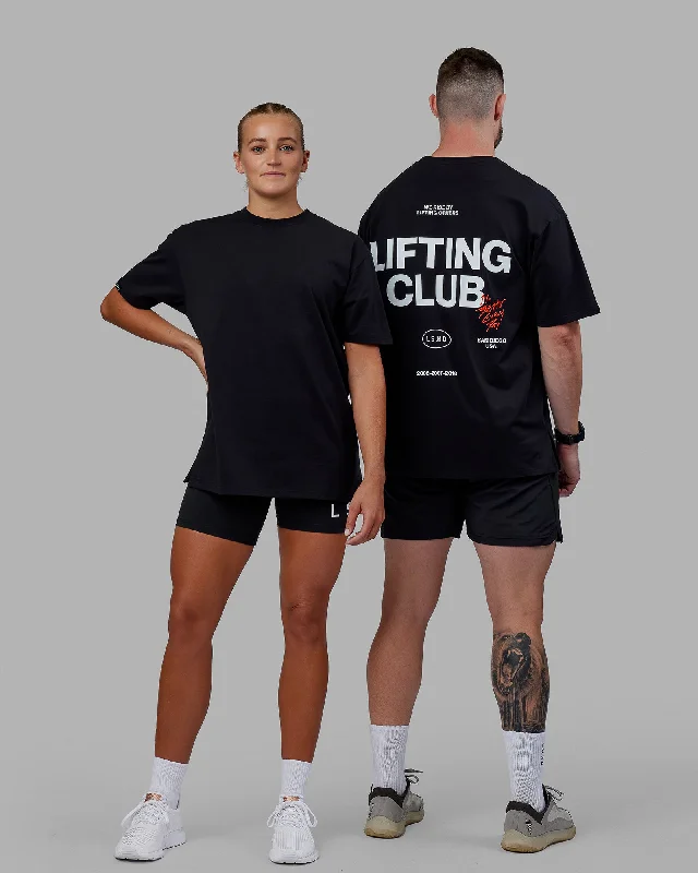 Multi-functional style Unisex Lifting Club FLXCotton Tee Oversize - Black-White-Red