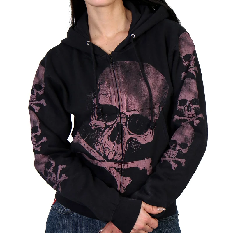 Affordable selection Hot Leathers GLZ4324 Ladies ‘Skull and Crossbones' Jumbo Print Ladies Hooded Sweatshirt