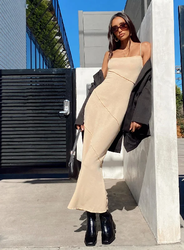 Street Letter Style Andros Maxi Dress Beige