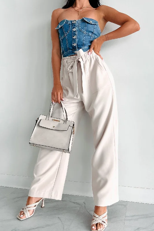 Wandering freely Confident Appeal Wide Leg Pants (Tan)
