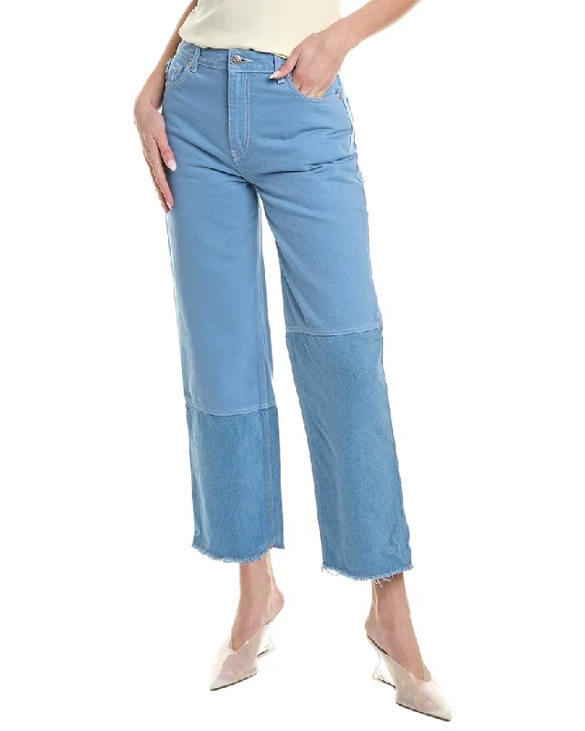 Fashion Style GANNI Reworked Forever Blue High Waisted Crop Jean