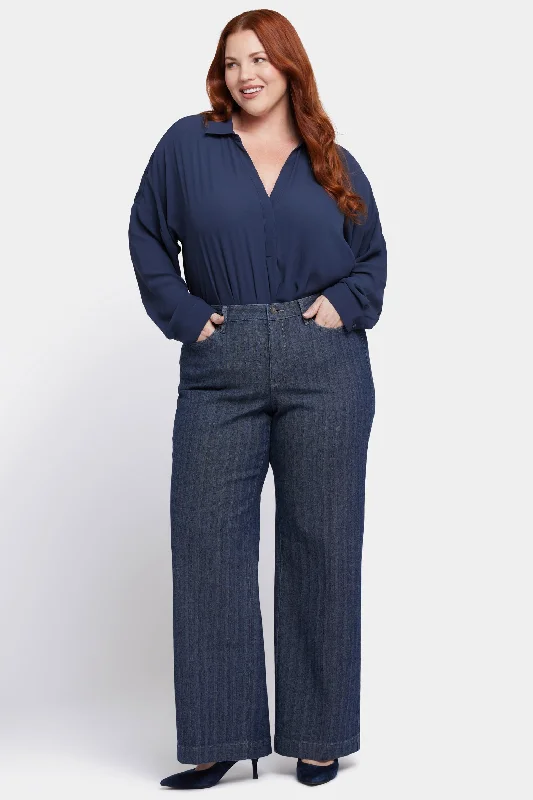 Moisture wicking Teresa Wide Leg Jeans In Plus Size  - Twilight Stripe