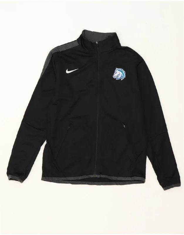 Round neck design NIKE Womens Tracksuit Top Jacket UK 14 Large Black Polyester