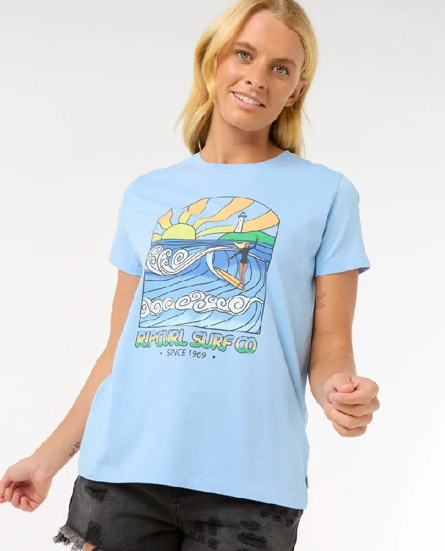 Knitted Design Rip Curl Stringers Standard Tee-Mid Blue
