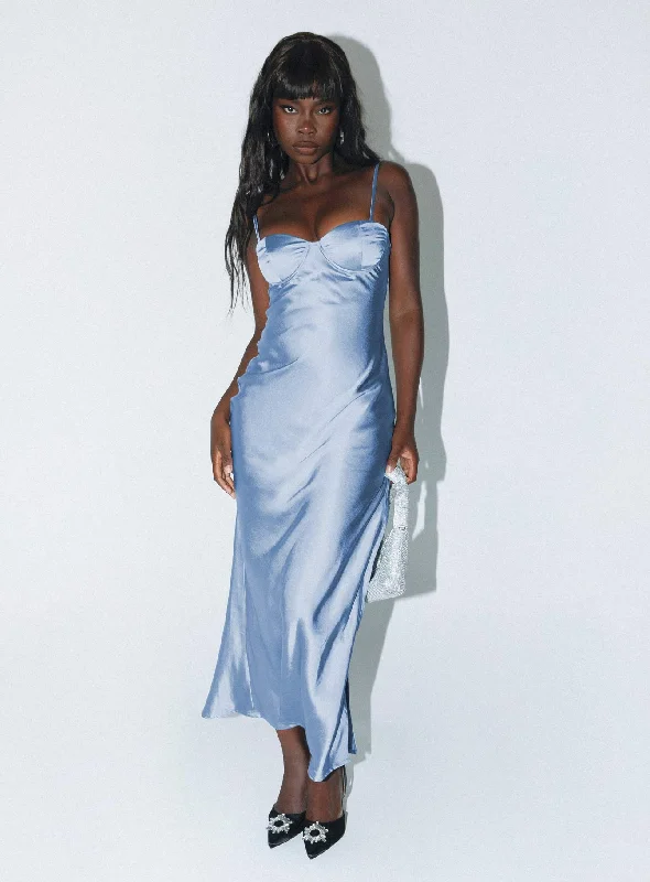 High waist design Creewood Maxi Dress Blue