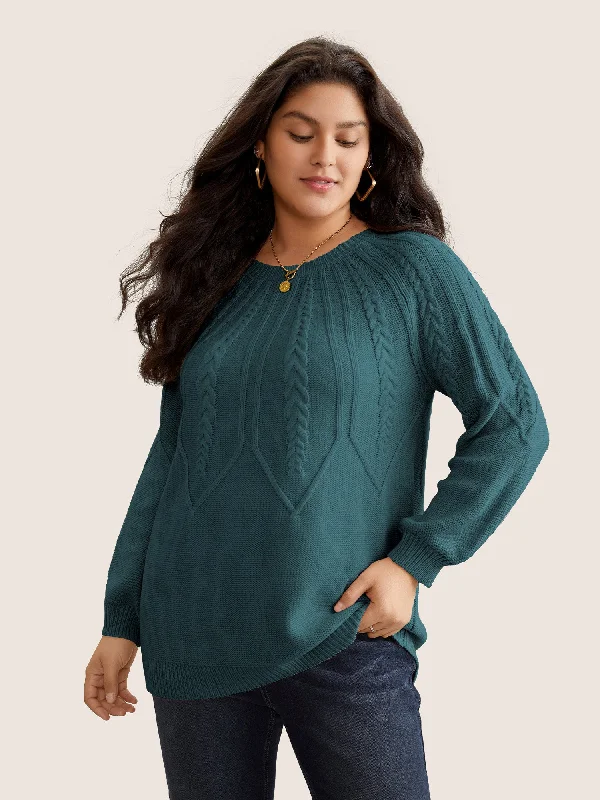 Cool Style Solid Textured Lantern Sleeve Pullover