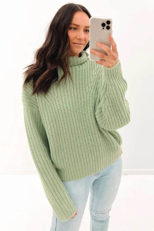 Sports High Waist Style Natalie Knit Sweater Smoke Green