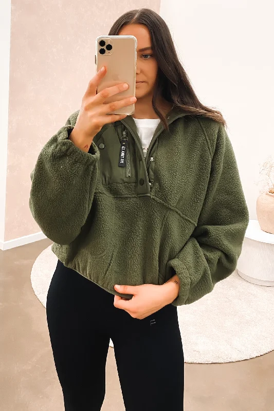 Windbreaker fashion Active Teddy 1/4 Zip Khaki
