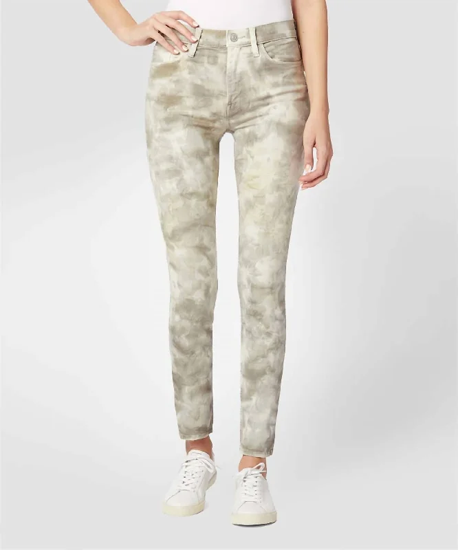 Elegant Style Collin High-Rise Skinny Jean In Sage Fatigue Tie-Dye