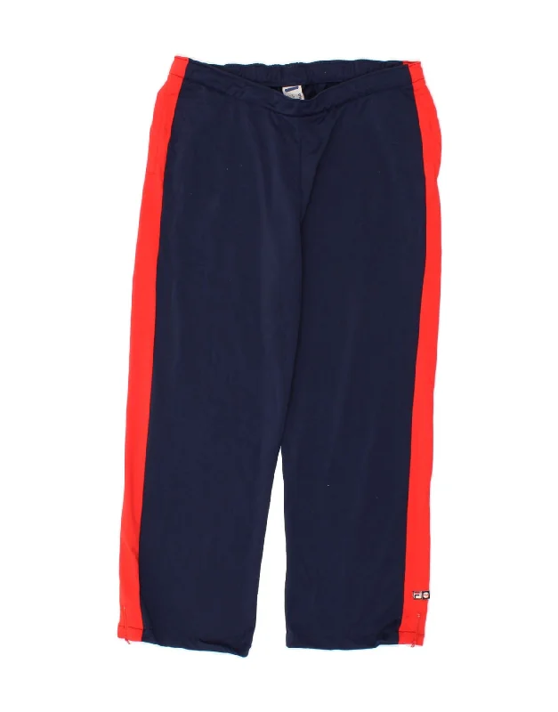 High waist design FILA Womens Tracksuit Trousers IT 44 Medium  Navy Blue Colourblock