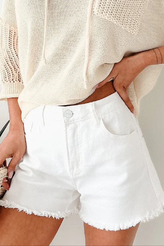 Sports Casual Style The Journey Continues High Rise Tummy Control Risen Shorts (White)