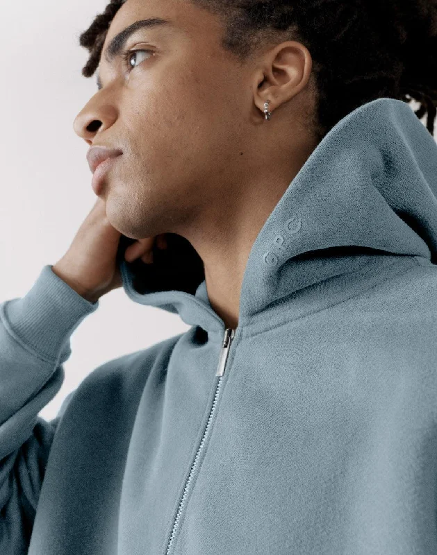 Hip-hop Style The Oversized Zip Hoodie in Chalk Blue