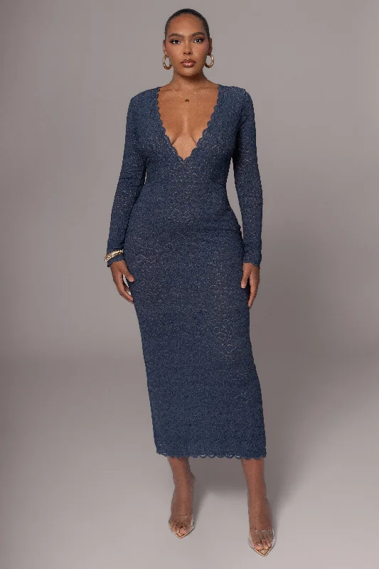 Street Sports Style Navy Reunited Maxi Dress